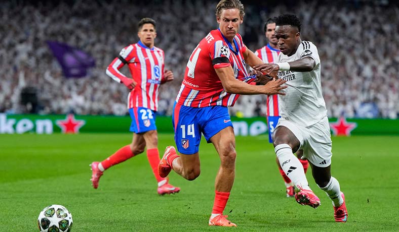 Marcos Llorente del Atletico contra Vinicius del Real Madrid