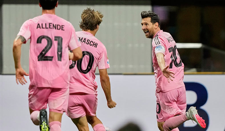 Lionel Messi festeja un gol del Inter Miami ante Porto