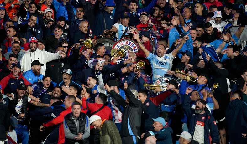 Hinchas de San Lorenzo en partido de Copa Libertadores