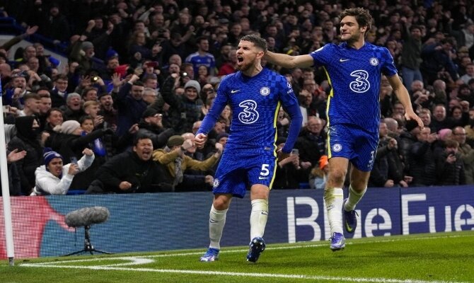 Jorginho y Marcos Alonso celebran un gol en la imagen. Pronósticos Chelsea Vs Everton, Premier.