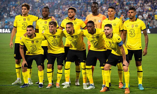 Jugadores del Chelsea antes de un partido internacional