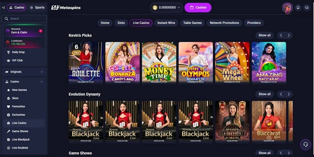 Metaspins casino juegos en vivo