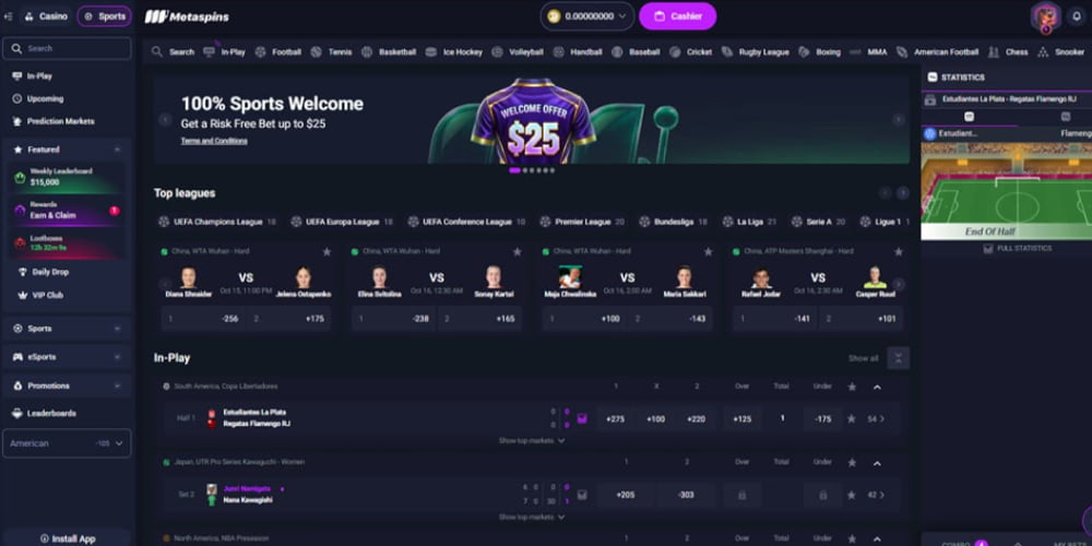 Metaspins casino mercados y opciones